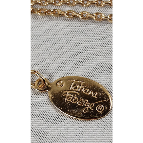 Signed Tatiana Faberge Imperial Collection Rhinestone Bird 18" Pendant Necklace - Picture 7 of 8